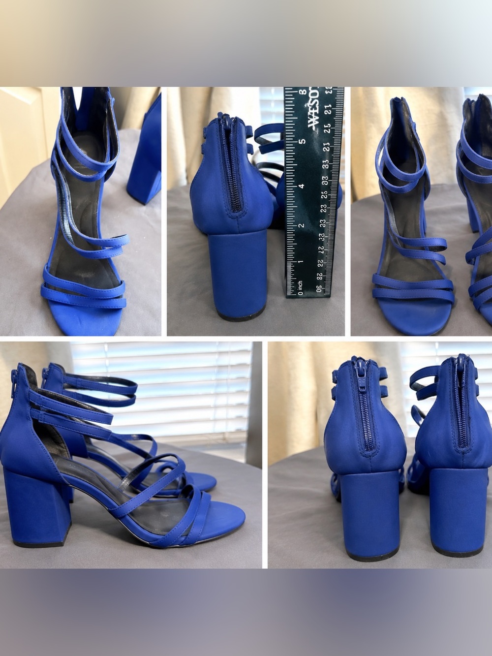 Xhilaration Cobalt Blue Strappy Block Heel Sandals Size 10 💙